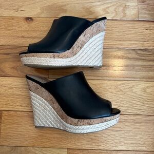 Black Wedge Sandals